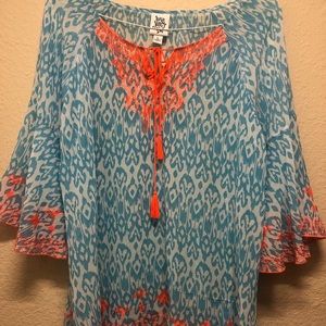 Ivy Jane Blue and Orange Tunic Top
